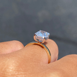 14K Two-Tone Gold 3.00 Carat Lab Grown Radiant Solitaire Under Halo Engagement Ring