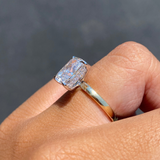 14K Two-Tone Gold 3.00 Carat Lab Grown Radiant Solitaire Under Halo Engagement Ring