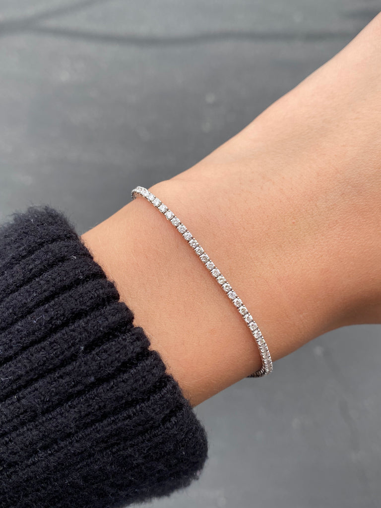 14K Gold 2MM Diamond Tennis Bracelet