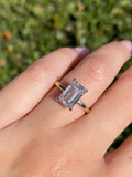 14K Gold 3.00 Carat Emerald Cut Lab Grown Diamond Solitaire Engagement Ring