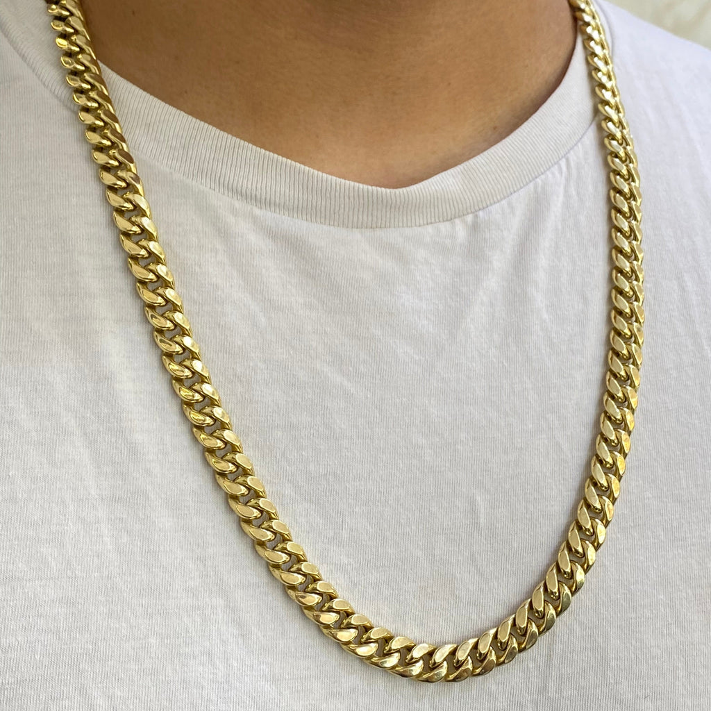 14K Gold 9.5MM Hollow Cuban Chain Necklace