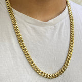 14K Gold 9.5MM Hollow Cuban Chain Necklace