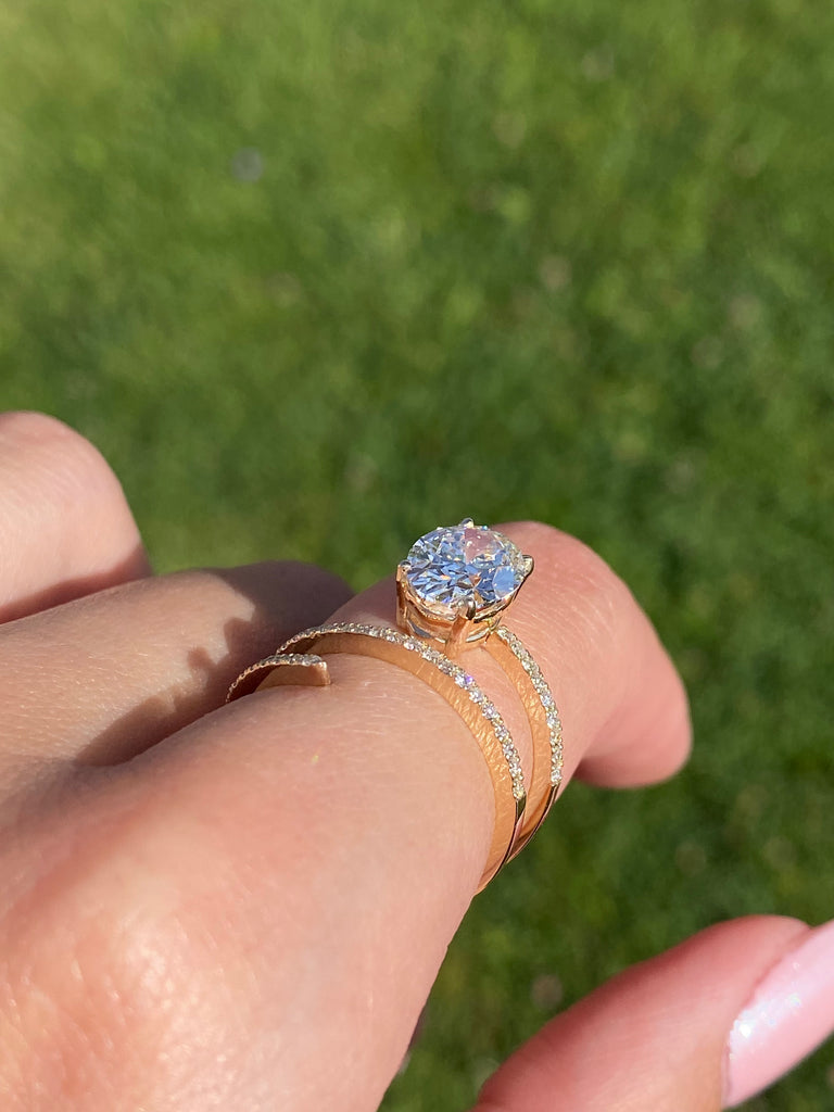 14K Gold Wrapped 2.00 Carat Oval Cut Lab Grown Diamond Ring