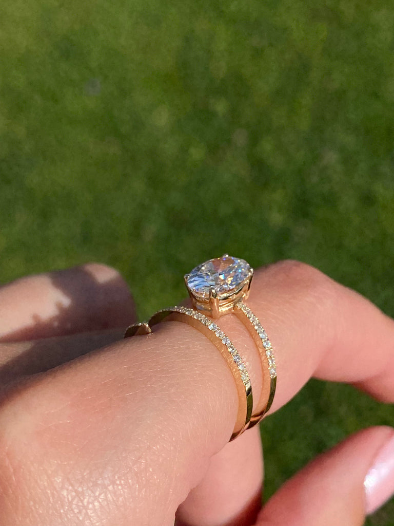 14K Gold Wrapped 2.00 Carat Oval Cut Lab Grown Diamond Ring