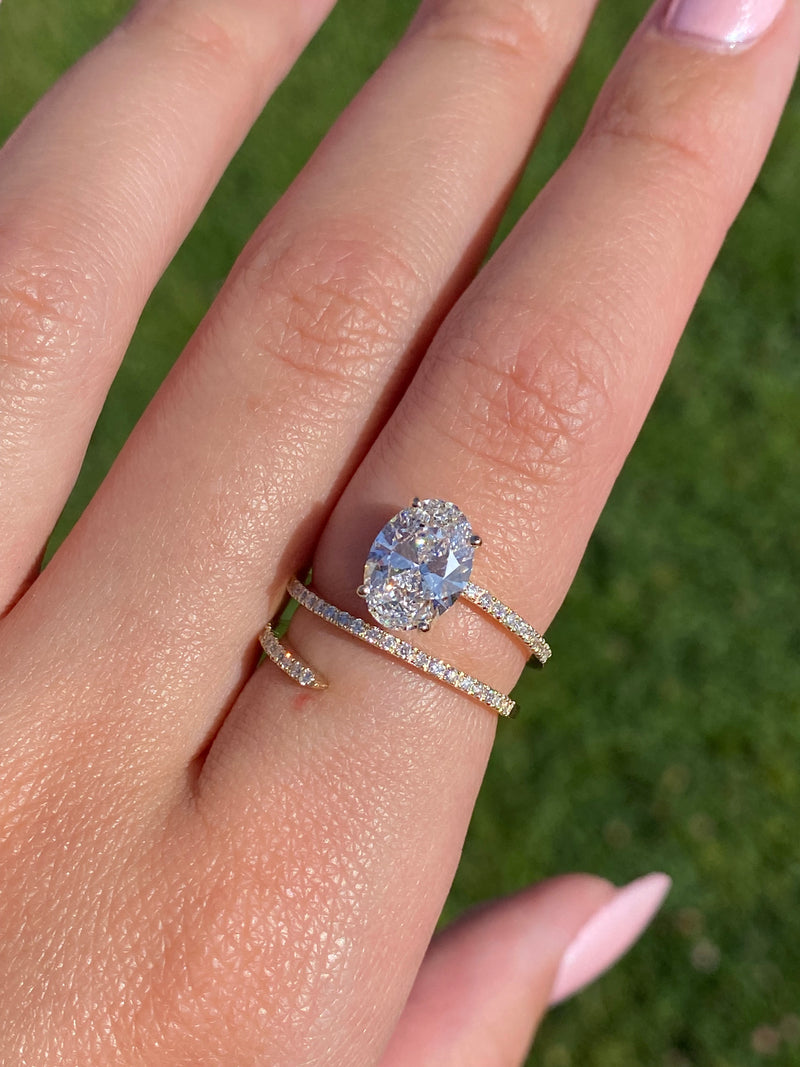 14K Gold Wrapped 2.00 Carat Oval Cut Lab Grown Diamond Ring