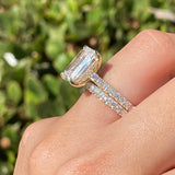 14K Gold 4.00 Carat Lab Grown Radiant Diamond Cathedral Engagement Wedding Set