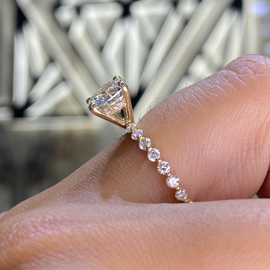14K Gold 1.50 Carat Natural Round Cut Diamond Single Prong Engagement Ring