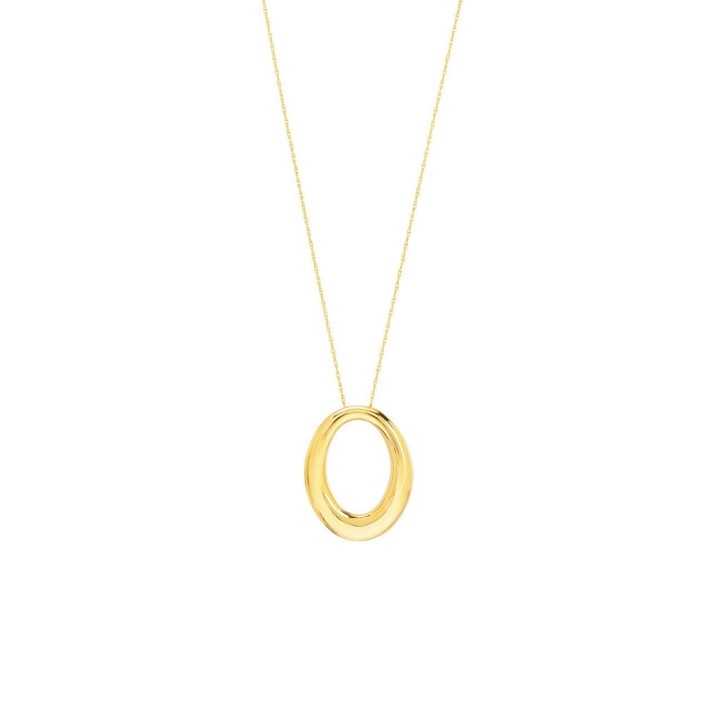 14K Gold Tapered Oval Pendant Necklace