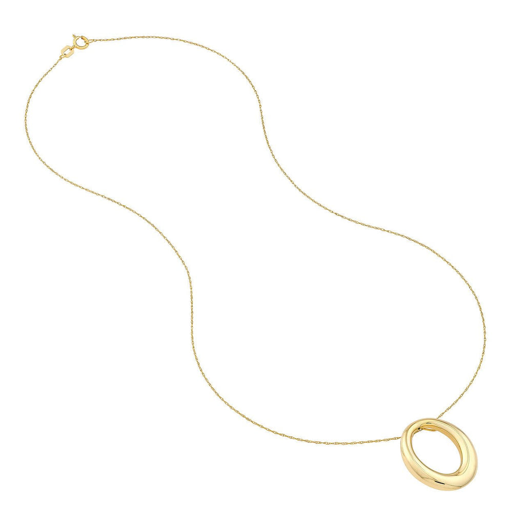 14K Gold Tapered Oval Pendant Necklace