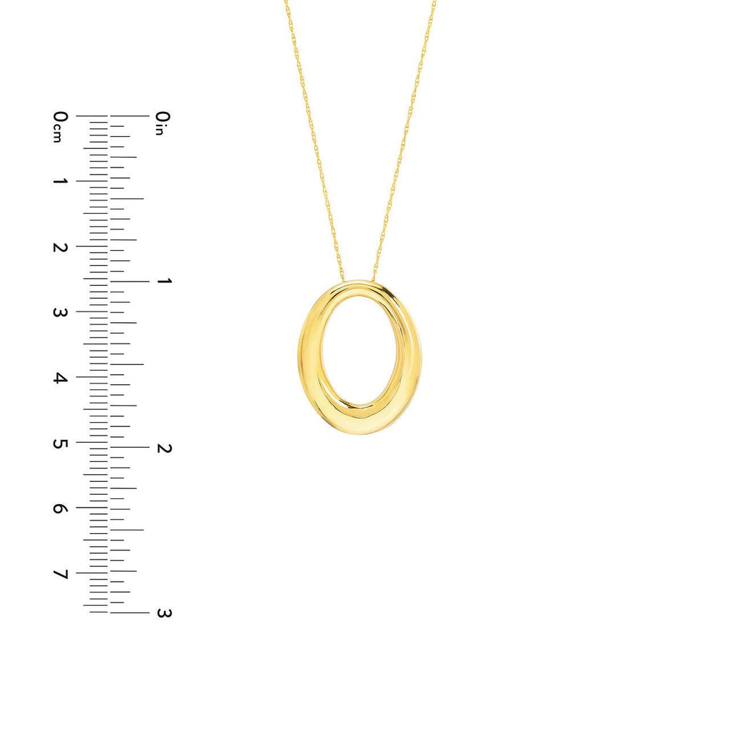 14K Gold Tapered Oval Pendant Necklace