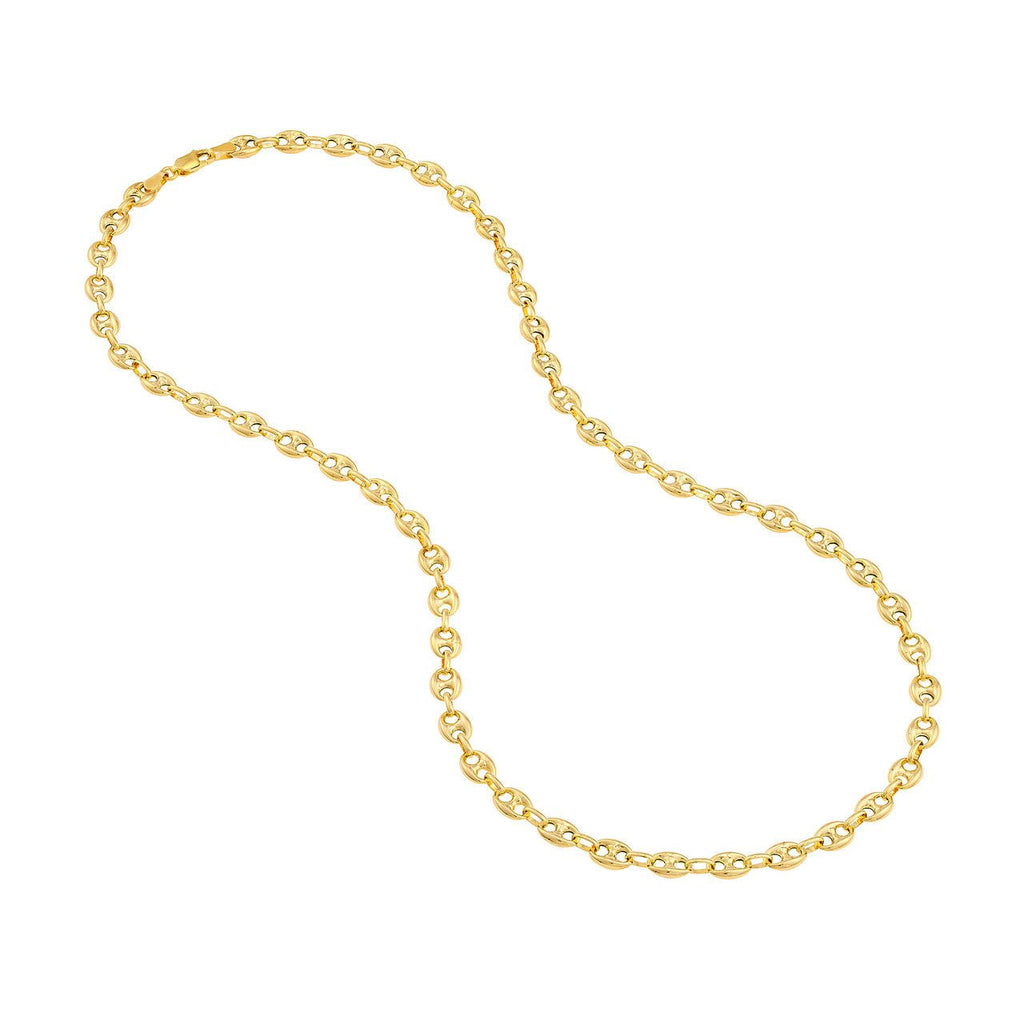 14K Gold 6.7MM Puff Mariner Chain