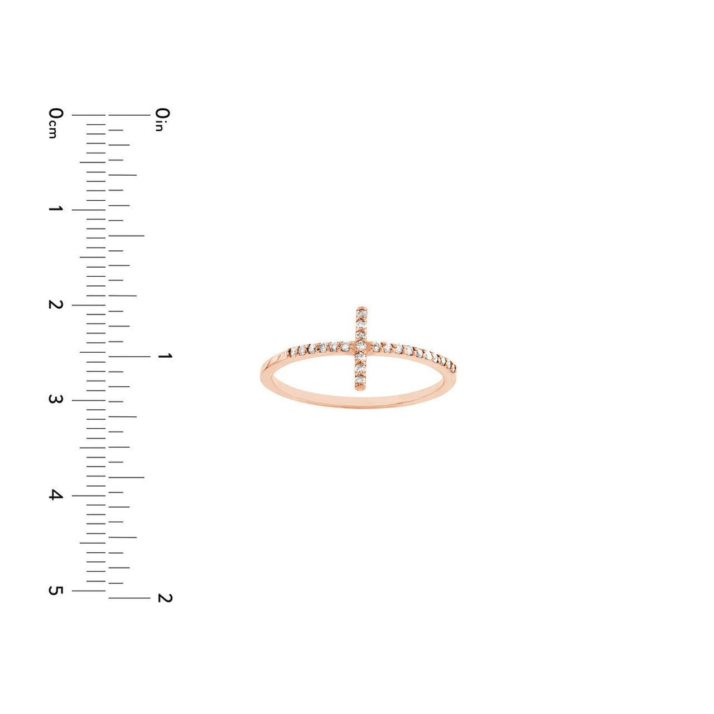 14K Gold Diamond Cross Ring