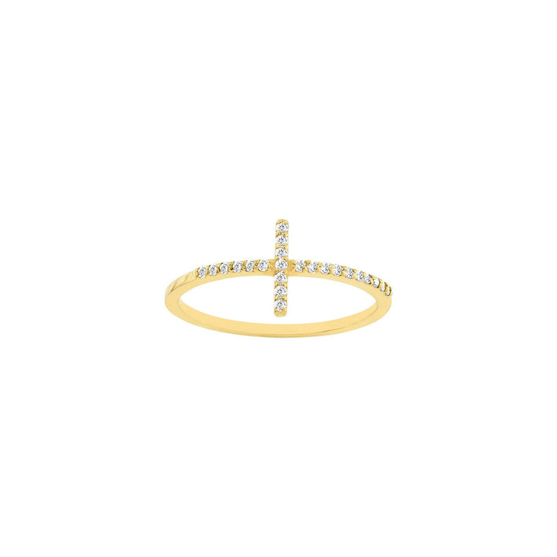 14K Gold Diamond Cross Ring