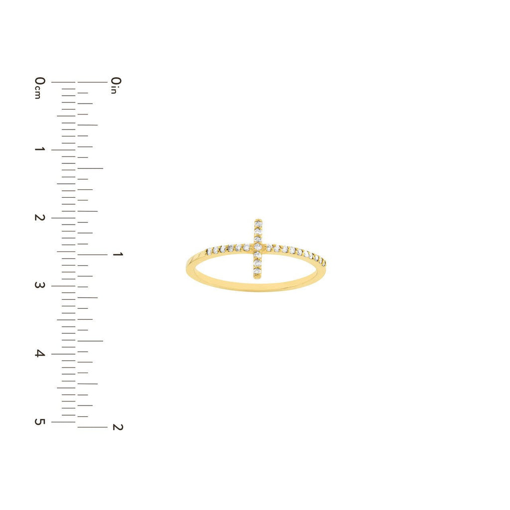 14K Gold Diamond Cross Ring