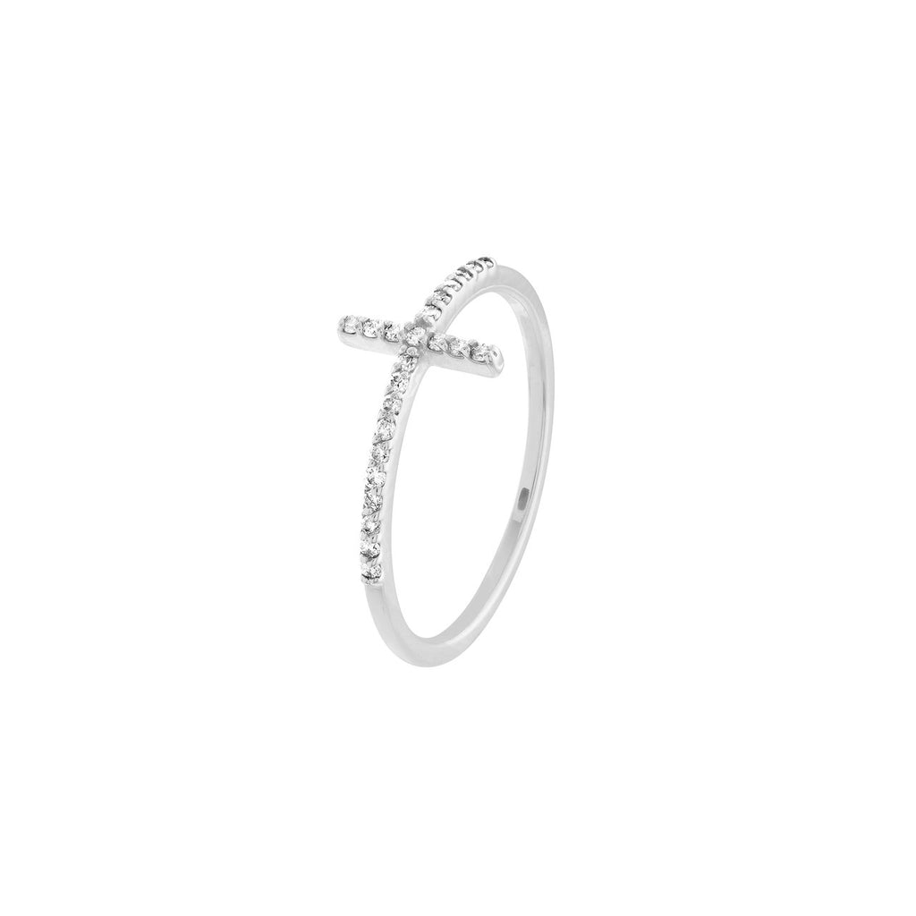 14K Gold Diamond Cross Ring