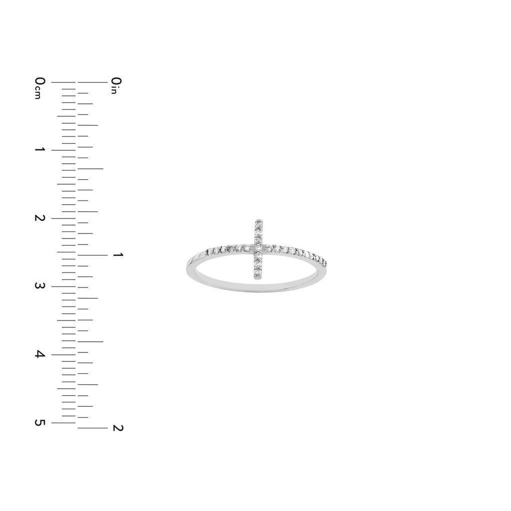 14K Gold Diamond Cross Ring