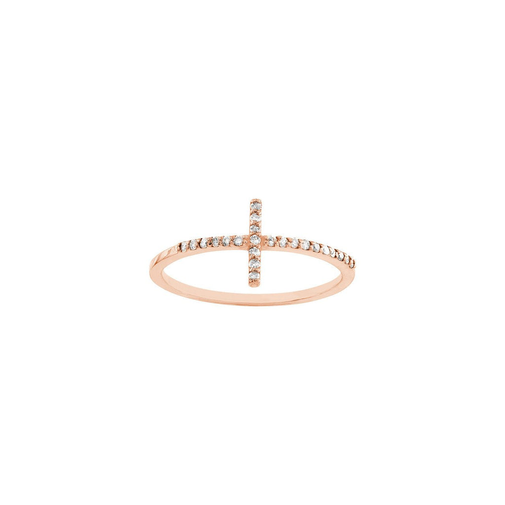 14K Gold Diamond Cross Ring