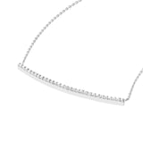 14K Gold Prong Set Curved Diamond Bar Pendant Necklace