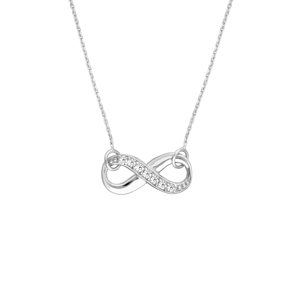 14K Gold Diamond Row Infinity Pendant Necklace