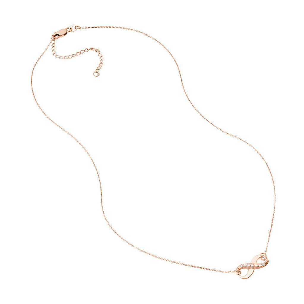 14K Gold Diamond Row Infinity Pendant Necklace