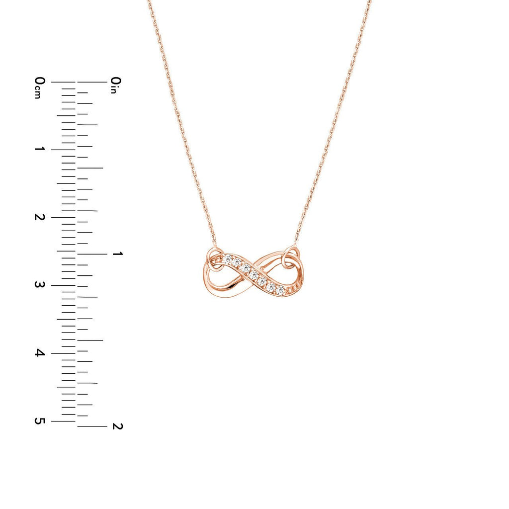 14K Gold Diamond Row Infinity Pendant Necklace