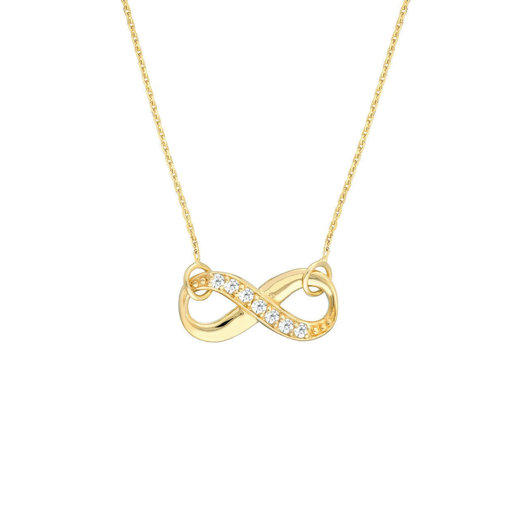 14K Gold Diamond Row Infinity Pendant Necklace