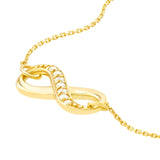 14K Gold Diamond Row Infinity Pendant Necklace