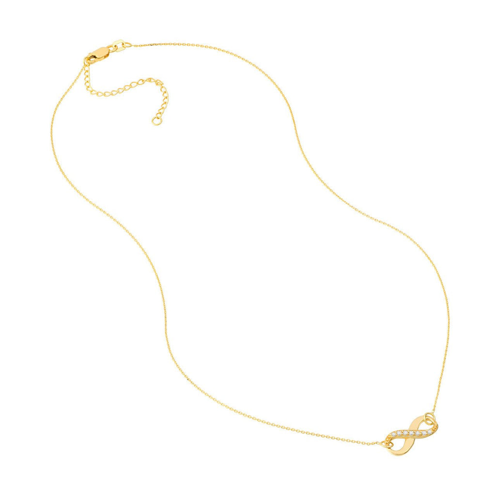 14K Gold Diamond Row Infinity Pendant Necklace