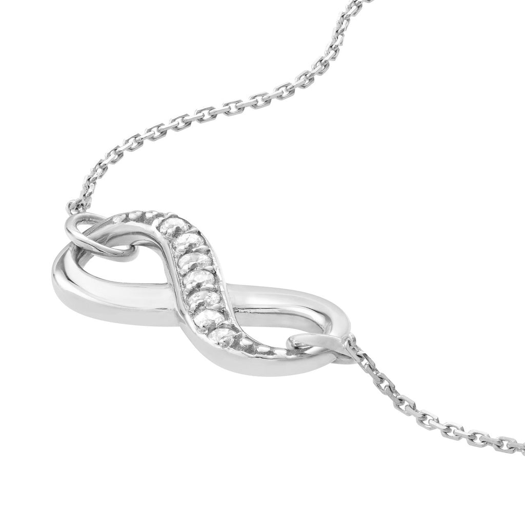 14K Gold Diamond Row Infinity Pendant Necklace