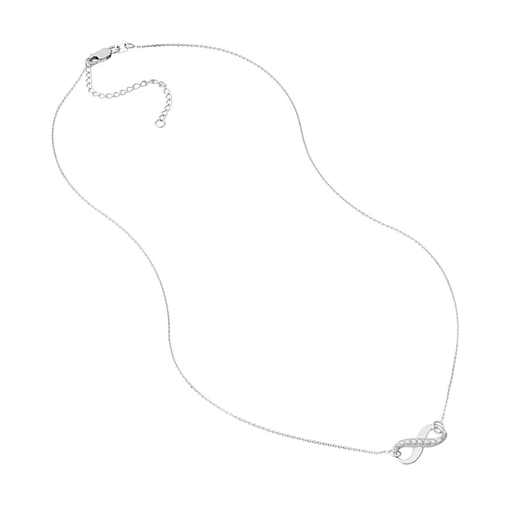 14K Gold Diamond Row Infinity Pendant Necklace