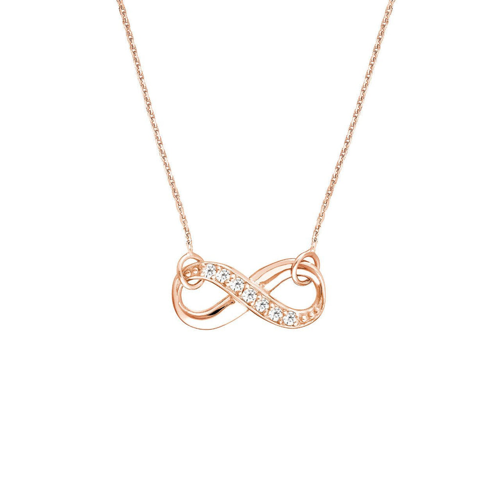 14K Gold Diamond Row Infinity Pendant Necklace