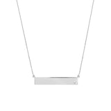 14K Gold Bar Pendant Necklace with Inset Diamond Bezel