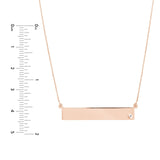 14K Gold Bar Pendant Necklace with Inset Diamond Bezel