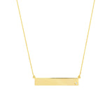 14K Gold Bar Pendant Necklace with Inset Diamond Bezel