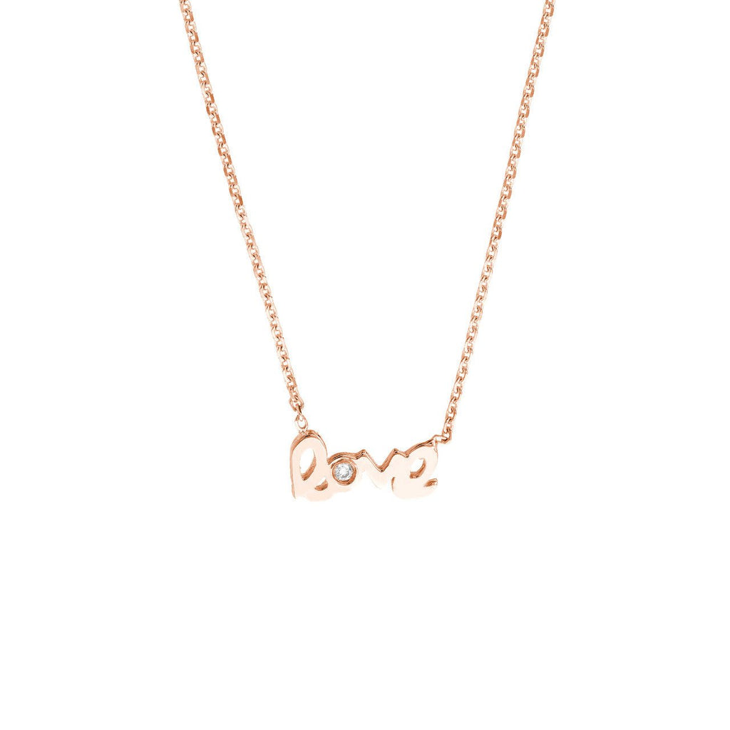 14K Gold Mini Diamond Love Pendant Necklace