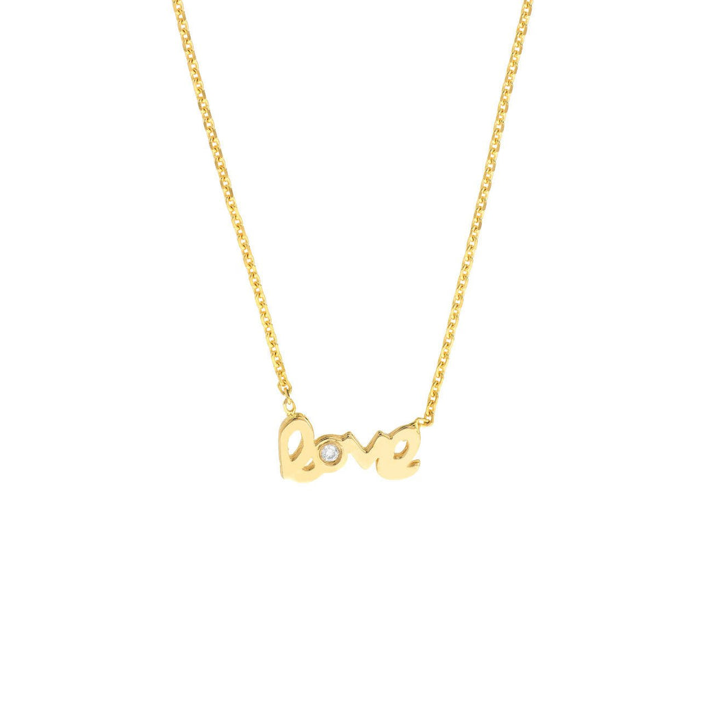 14K Gold Mini Diamond Love Pendant Necklace