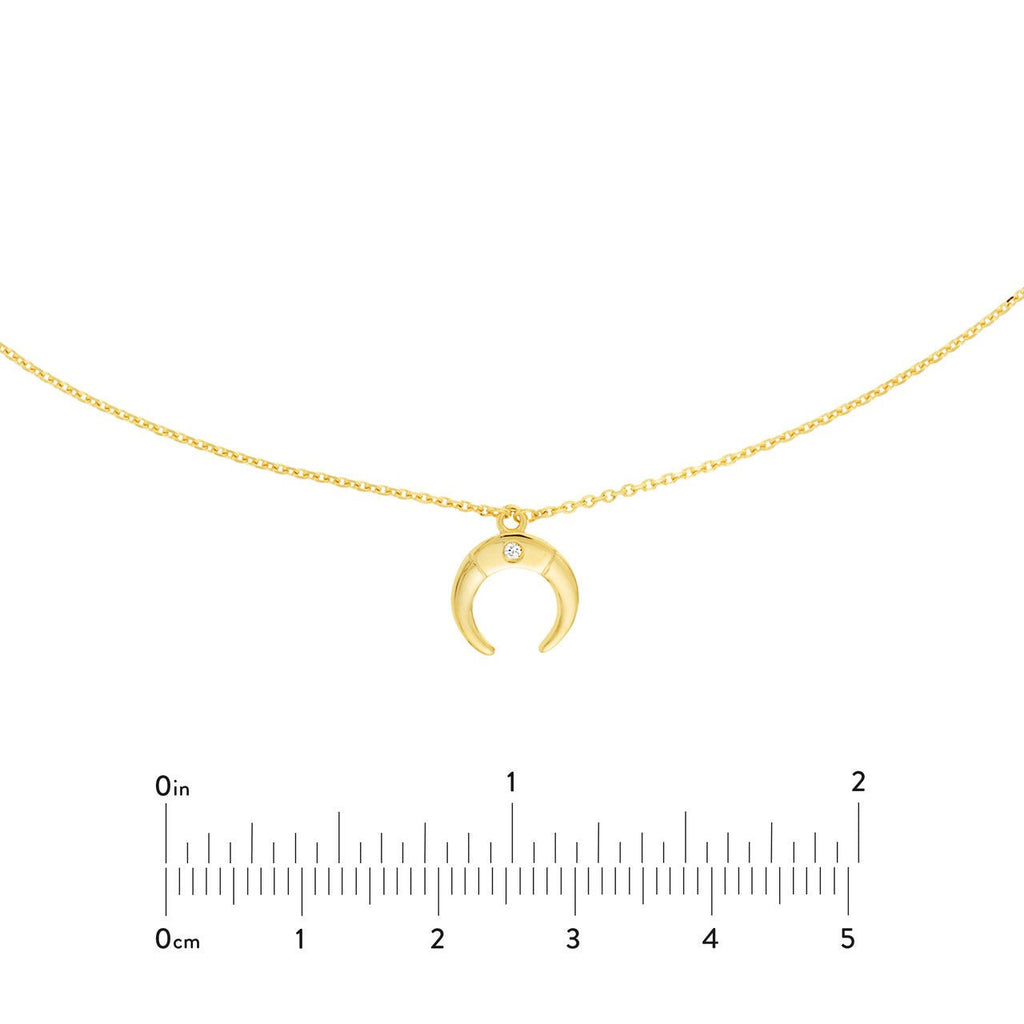 14K Gold Crescent Drop Diamond Choker