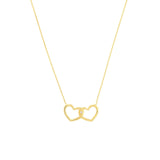 14K Gold Linked Open Diamond Heart Pendant Necklace