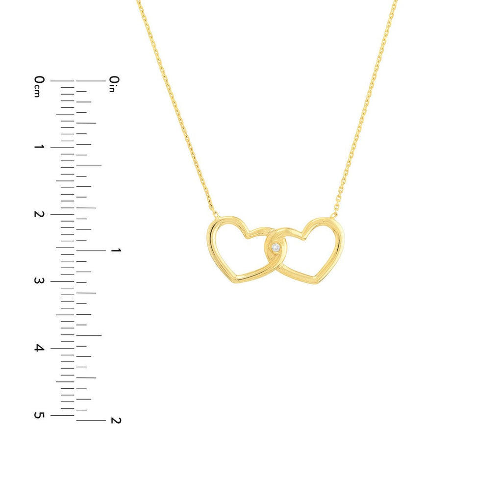 14K Gold Linked Open Diamond Heart Pendant Necklace