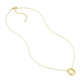 14K Gold Open Swirl Diamond Bezel Pendant Necklace