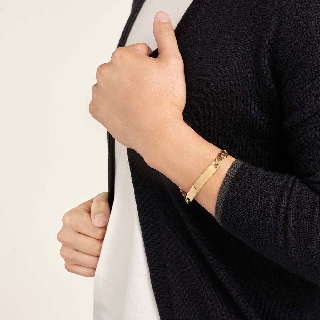 14K Gold 8.5MM Initial ID Cuban Chain Bracelet