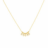 14K Gold Marquise Drop and Bead Station Necklace