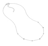 14K Gold Diamond Bezel and Diamond Cluster Station Necklace