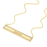 14K Gold Diamond Personalized Bar Frame Pendant Necklace