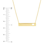 14K Gold Bar Pendant Necklace with Heart Cutout
