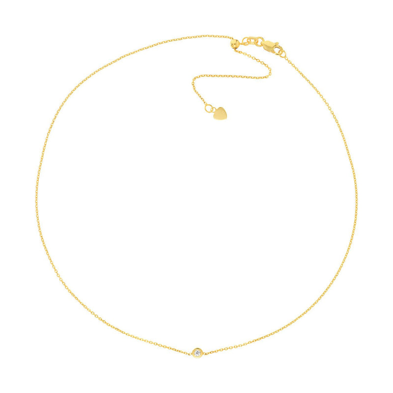 14K Gold Solo Diamond Bezel Choker