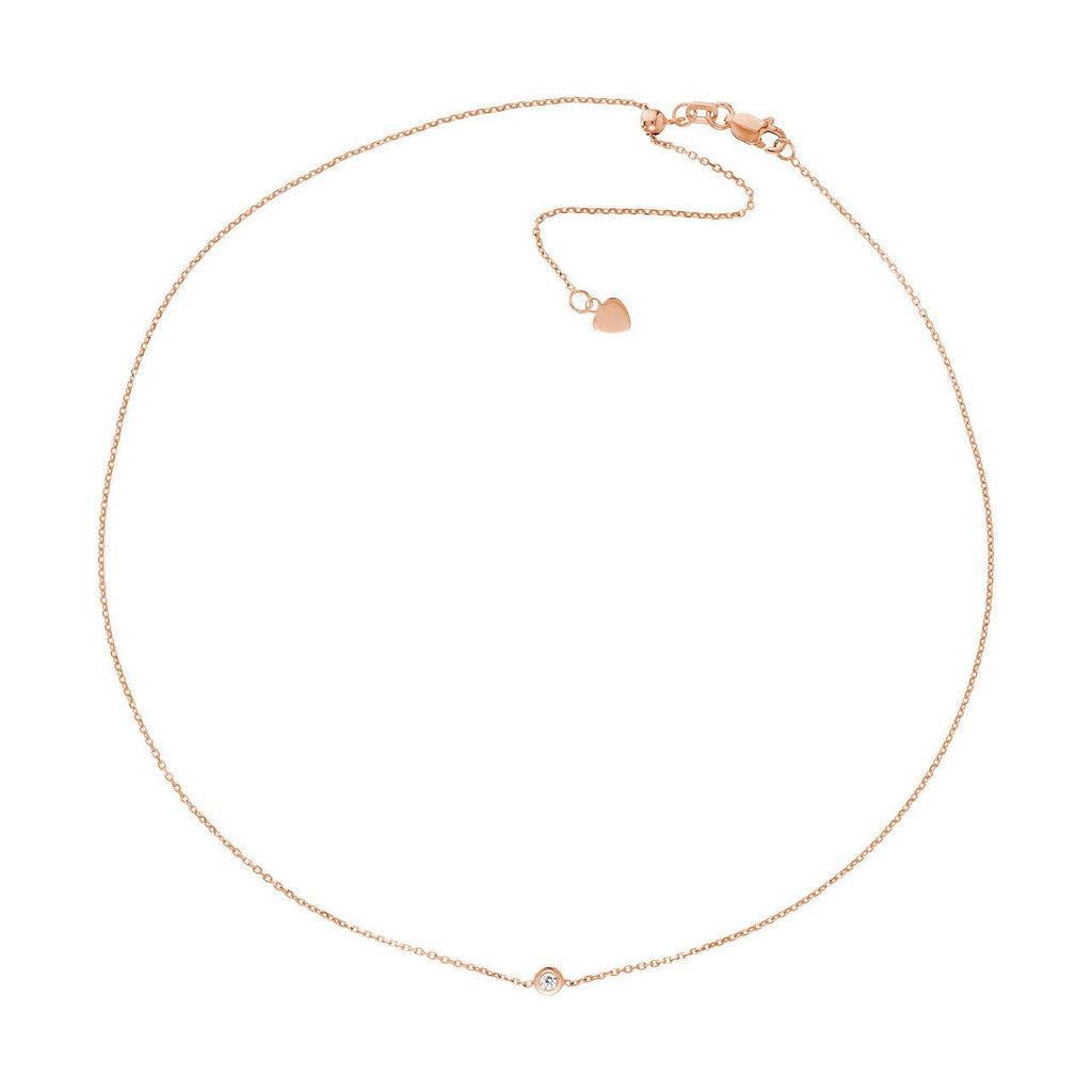 14K Gold Solo Diamond Bezel Choker