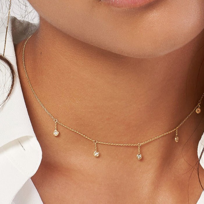 14K Gold Diamond by the Yard Drop Choker