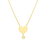 14K Gold Personalized Heart Diamond Drop Pendant Necklace