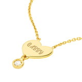 14K Gold Personalized Heart Diamond Drop Pendant Necklace